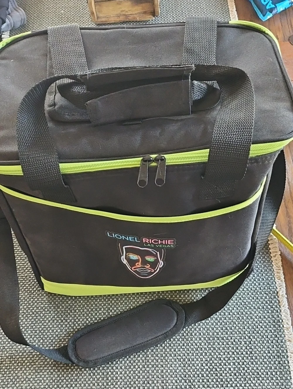 Lionel Richie Backstage VIP Swag. Black & Lime Tote Bag Aand Ice Chest.